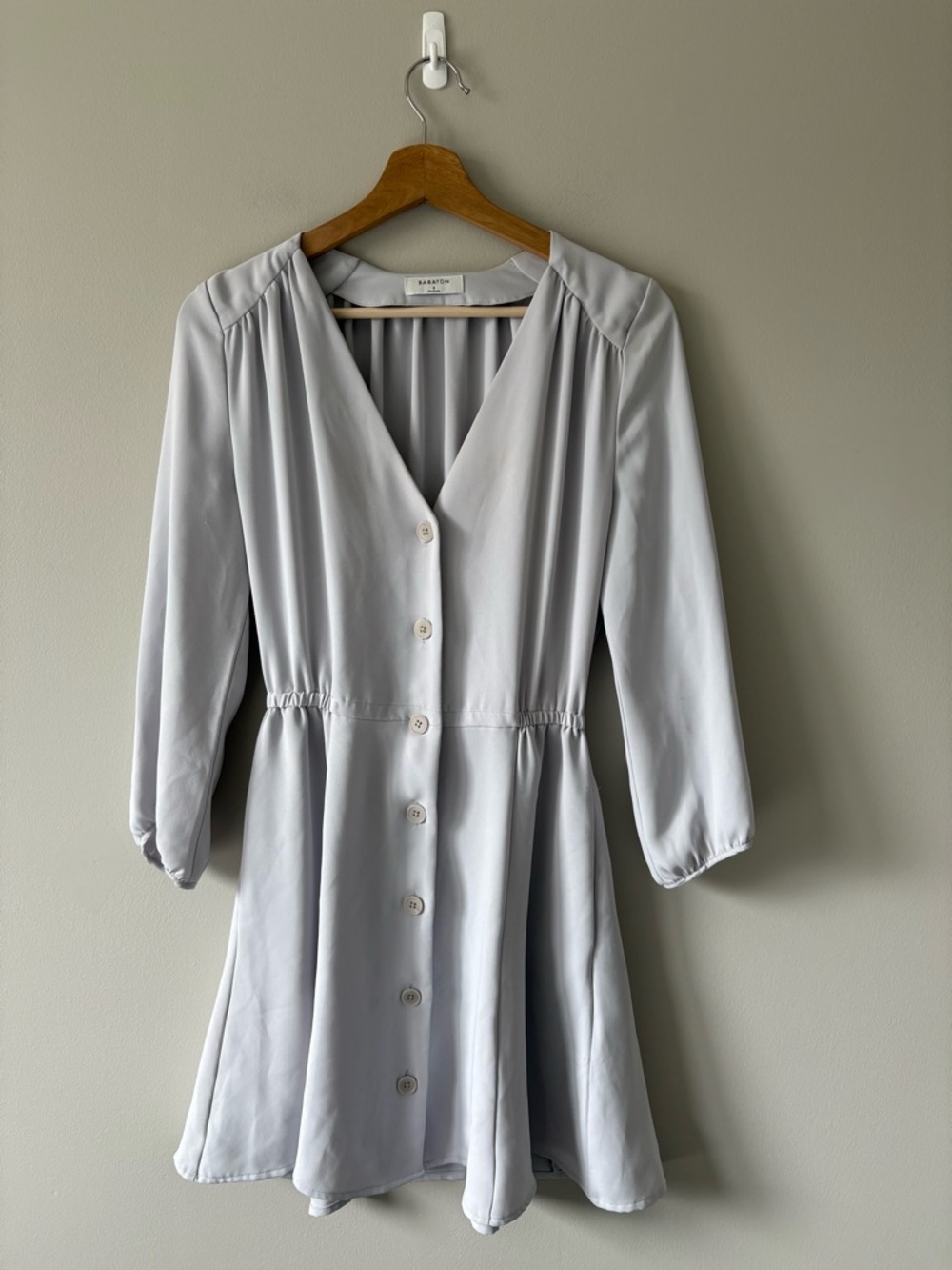 Babaton Light Gray Mini Dress with Buttons